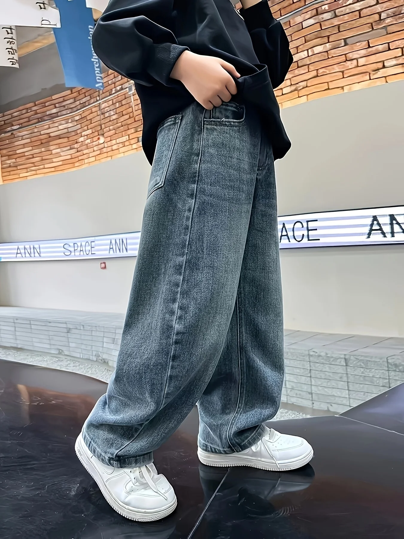 Boy's jeans, boy's all-season loose trendy jeans, street casual hip-hop pants, festival-style pants - Image 2