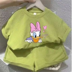 Summer Baby Girl Boy Clothes Set Children Disney Daisy Printing T-shirt and Short Two Pieces Suit Kid Shorts Sleeve Tracksuit
