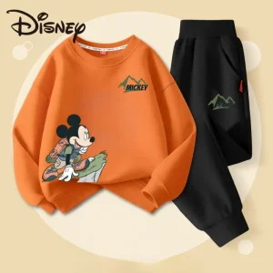 Autumn Baby Girls Boys Clothes Set Children Disney Mickey Printing Sweatshirt Top and Pants Bottom 2Pieces Suit Cotton Tracksuit