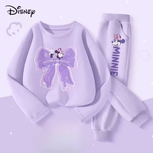 Autumn Baby Girl Boy Clothes Set Children Disney Minnie Printing Sweatshirt Top and Pants Bottom Two Piece Suit Kid Tracksuit