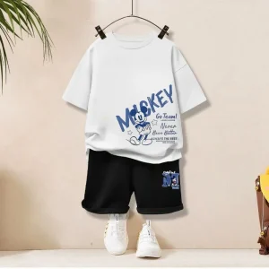 Summer Baby Girl Boy Clothes Set Children Disney Mickey Printing T-shirt and Short Two Pieces Suit Kid Shorts Sleeve Tracksuit