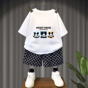Summer Baby Girl Boy Clothes Set Children Zootopia Cartoon Print T-shirt and Checked Short 2Pcs Suit Kid Shorts Sleeve Tracksuit