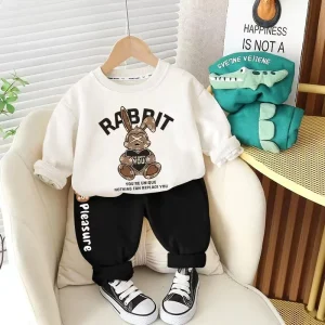 Autumn Baby Girl Boy Clothes Set Children Cartoon Bear Printing Sweatshirt Top and Pants Bottom 2pcs Suit Long Sleeve Tracksuit