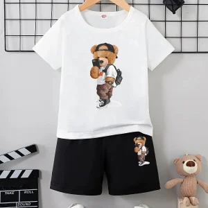 Summer Baby Boy Clothes Set Fashion Children Girls Printed Short Sleeve T-shirts Top and Shorts Bottom Outfits Kid Tracksuits