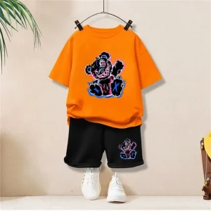 Baby Girl Boy Clothes Set Children Stitch Cartoon Printing T-shirt and Short Two Pieces Suit Kid Shorts Sleeve Tracksuit