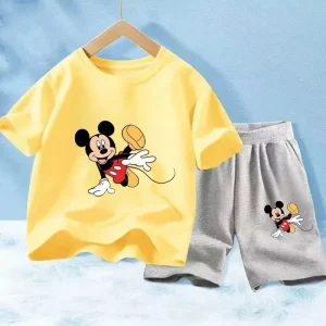 Summer Baby Girl Boy Clothes Set Children Disney Mickey Printing T-shirt and Short Two Pieces Suit Kid Shorts Sleeve Tracksuit