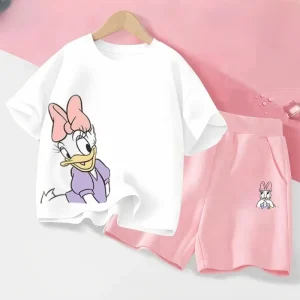 Summer Baby Girl Boy Clothes Set Children Disney Daisy Cartoon Printing T-shirts and Shorts 2Pcs Suit Kid Short Sleeve Tracksuit